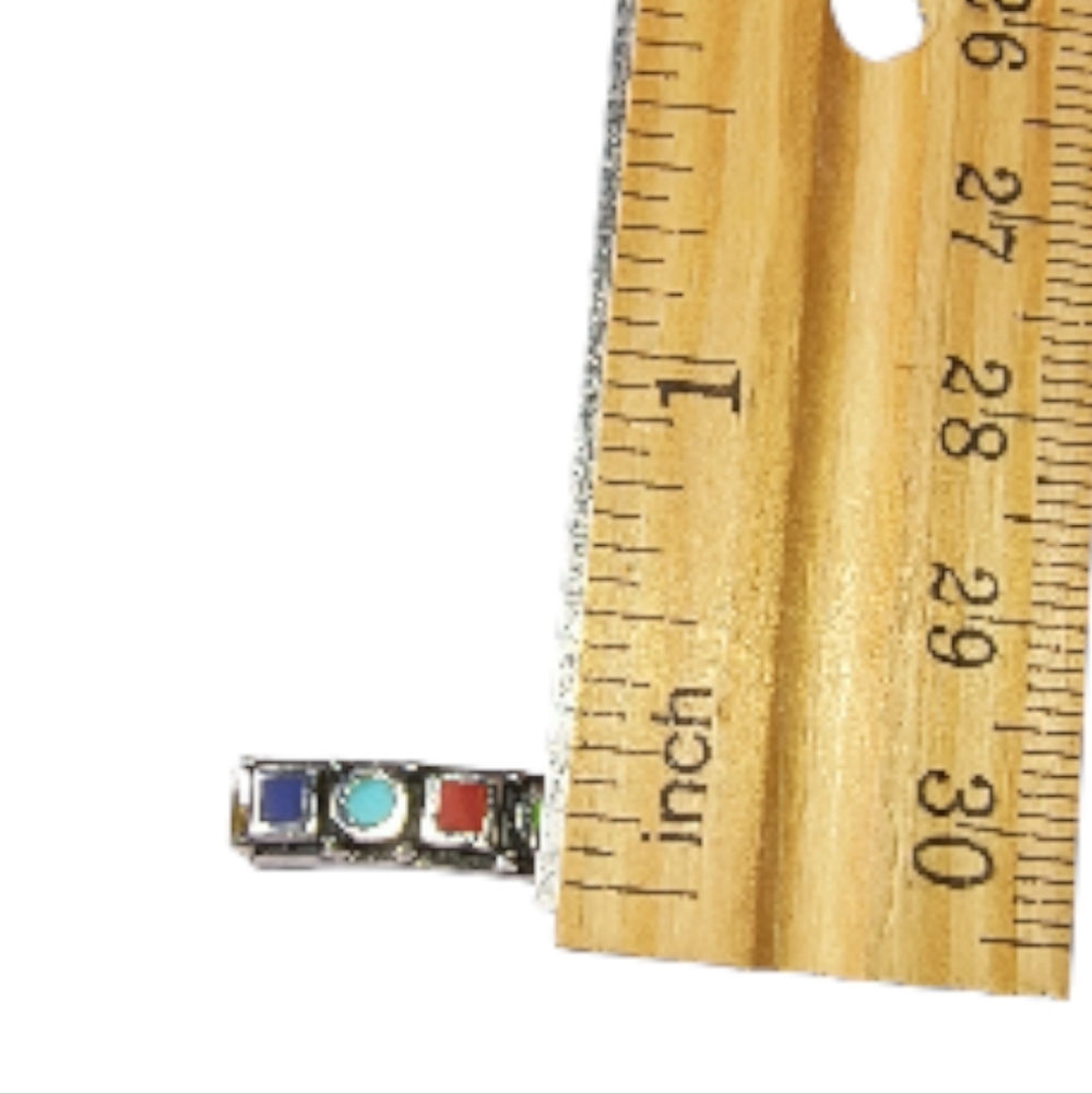 Vintage Sterling Silver Multi-Stone Inlay Ring - Picture 4 of 12